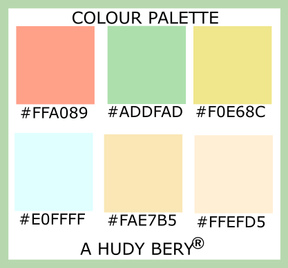 Vivid Tangerine, Moss green, Khaki, Light Cyan, Banana mania, Papaya ...