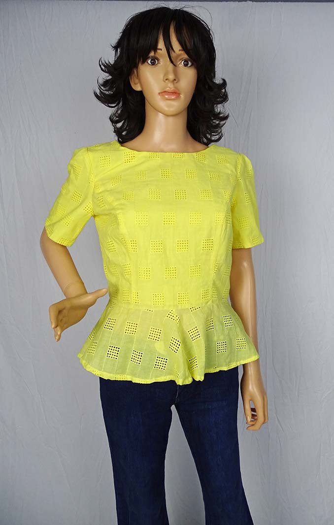 Finished Yellow peplum top using Simplicity 1650 sewing pattern ANINO