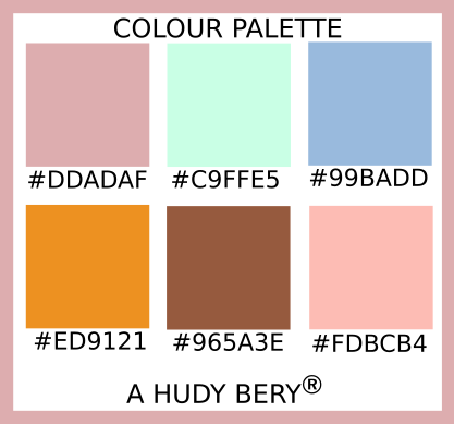 PaleChestnut, Aero blue, Carolina blue, Carrot orange, Coconut, Melon ...