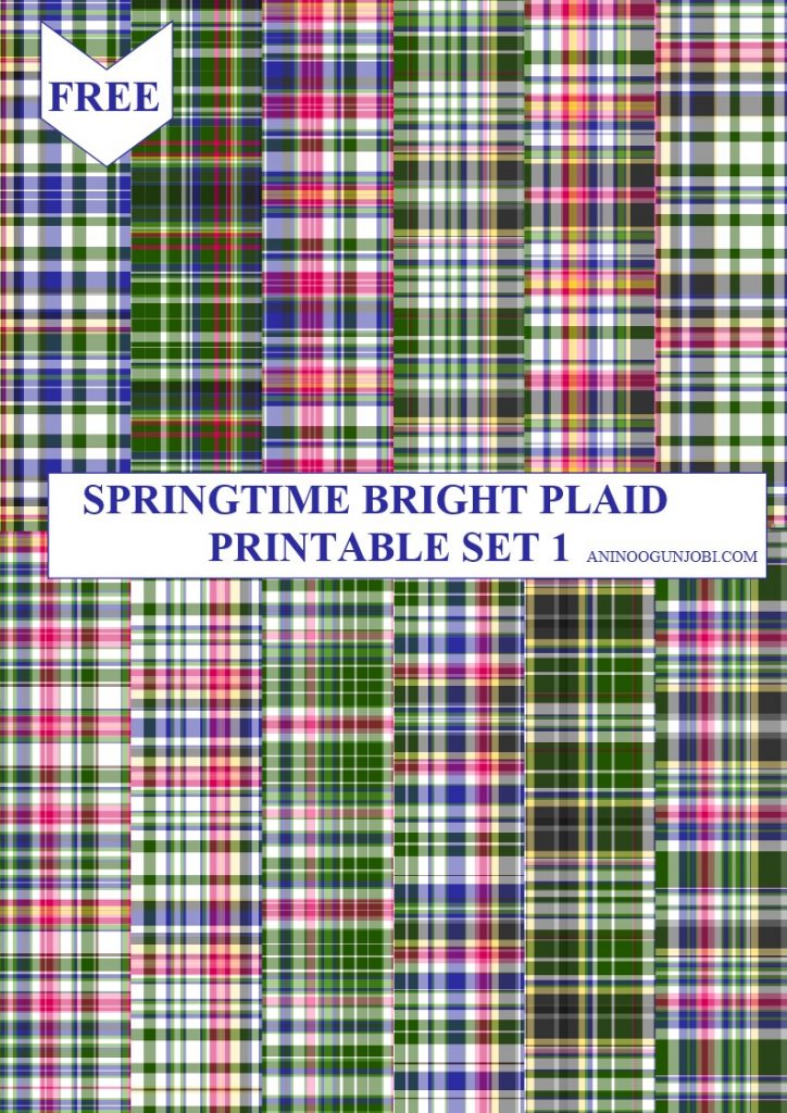 Free Printable- 30 Plaids Day 26: Springtime Bright Plaid Printable Set 1 - Crafters Media