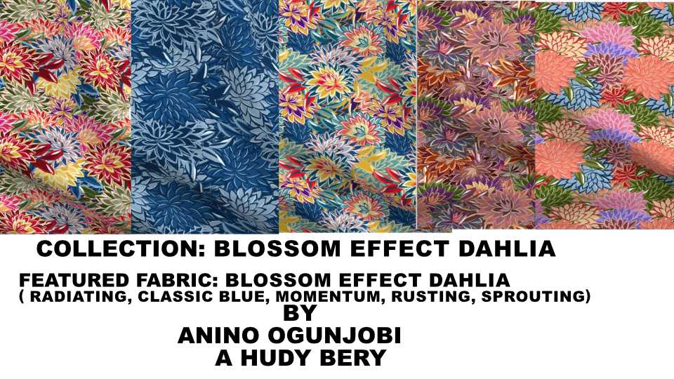 Blossom Effect Dahlia FABRIC BY ANINO OGUNJOBI AHUDYBERY