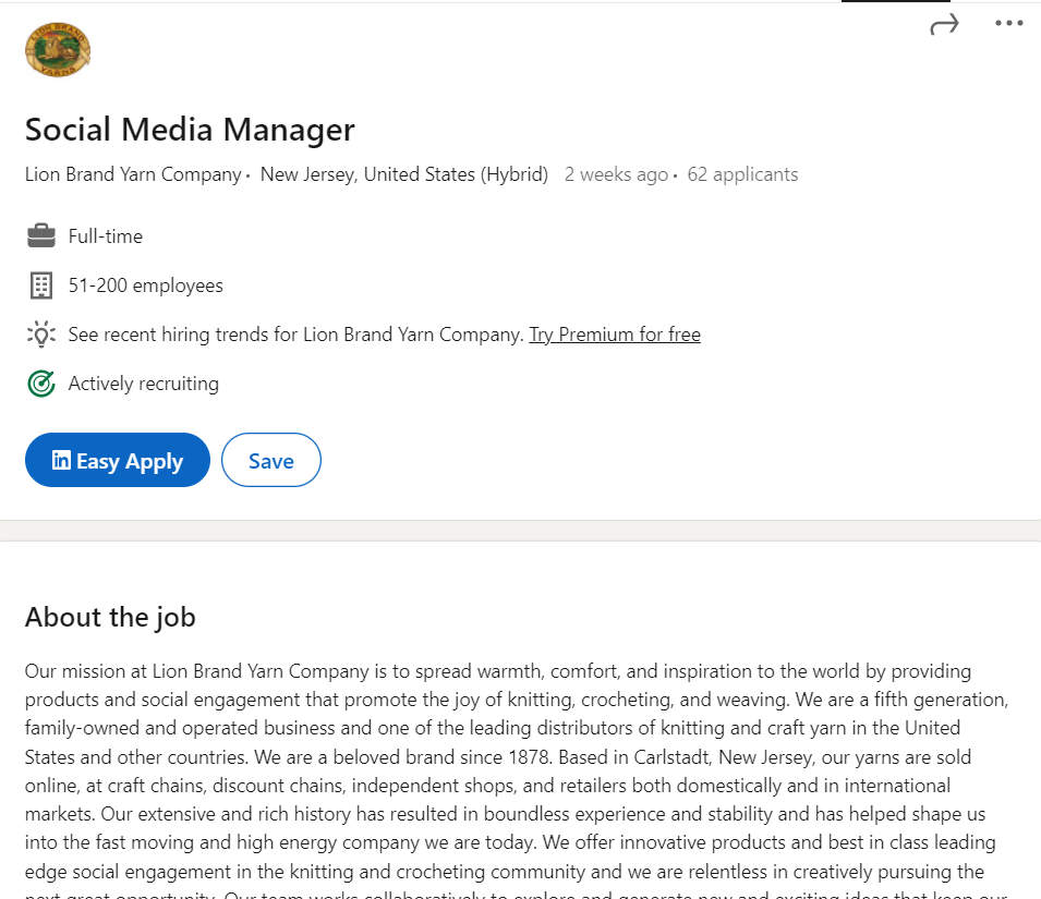Lion-brand-yarns-social-media-manager-job-vacancy
